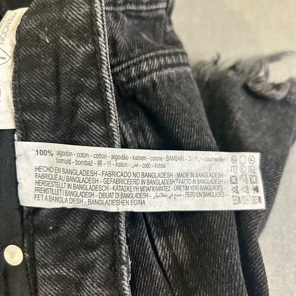 🖤”Zara” NWT Distressed Dark Wash Black “Denim”Cotton Short w/ Pockets Size 14🖤 - Picture 10 of 12